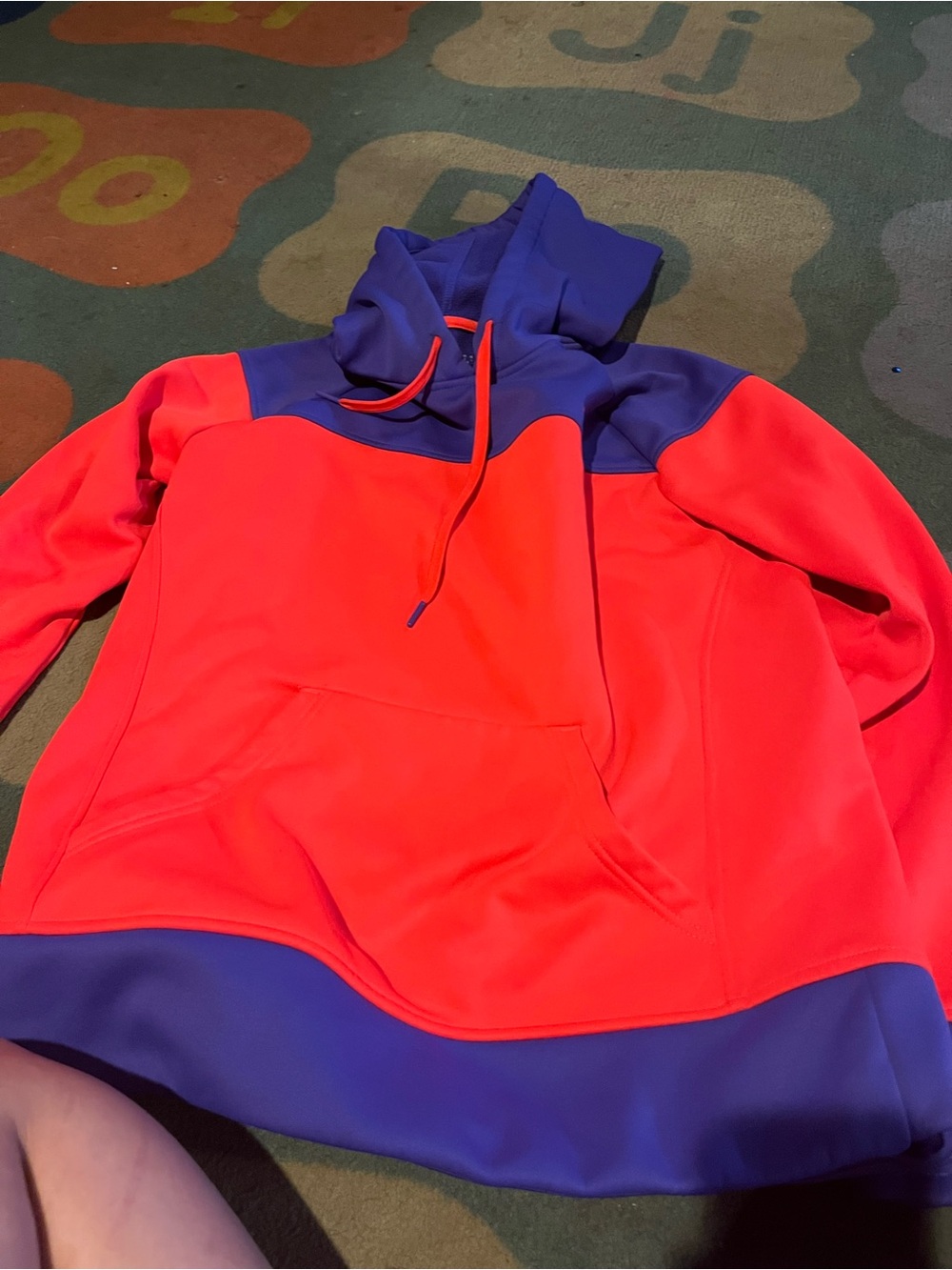 adidas Red and Blue Colorblock Pullover Hoodie